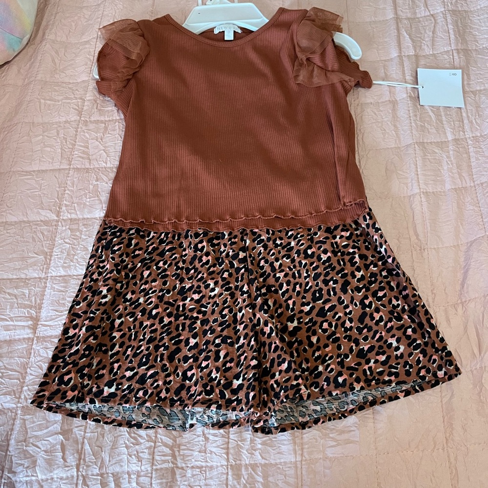 btween Brown and Leopard Print Kids short set